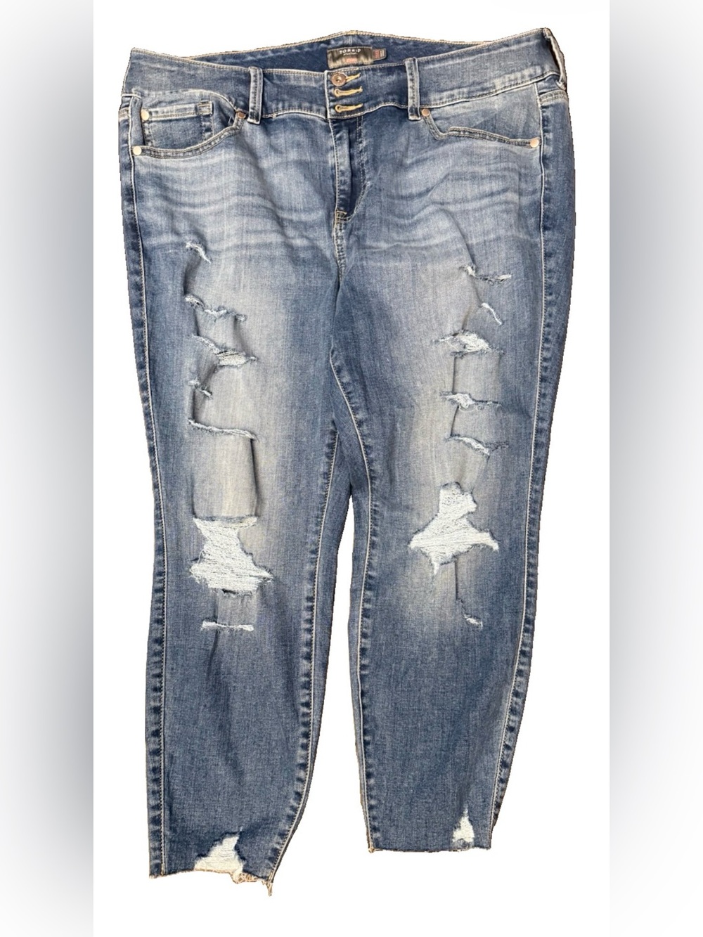 Torrid Jegging Womens 20 Short Blue Distressed Super Soft Stretch Jean 38” waist